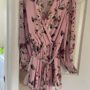 Pink flowered flowy romper